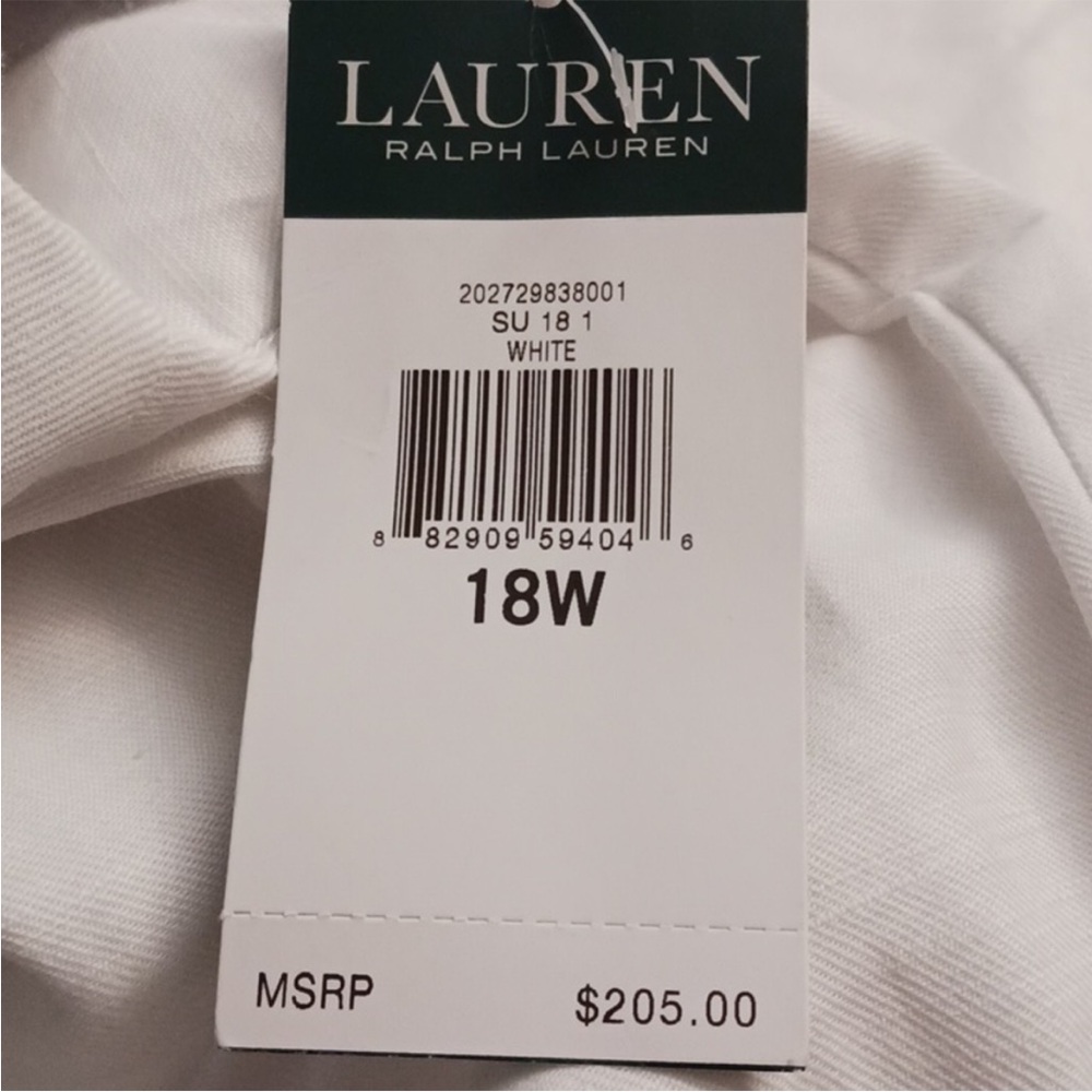 Lauren Ralph Lauren White and Blue Embroidered Linen Blend Boho Romper Size 18W - Picture 12 of 13